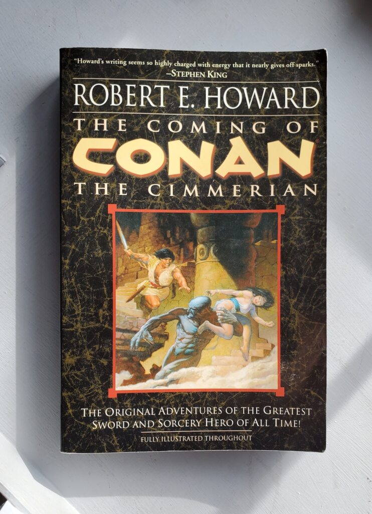 The cover of Del Rey's collection, The Coming of Conan the Cimmerian, by Robert E. Howard.